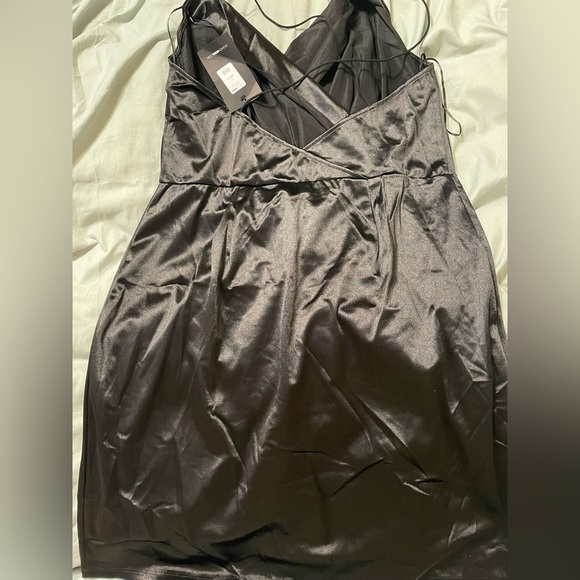 Fashion Nova 🔥Always a Flirt Dress🔥 in 1X Mini Black Satin Dress 🔥 - Picture 10 of 11